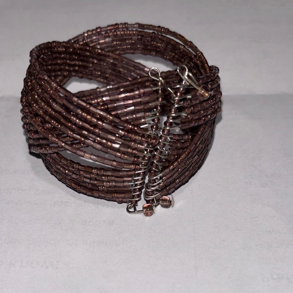 Vintage Boho Multi-Strand Glass Seed Bead Cuff Bracelet - Picture 4 of 7
